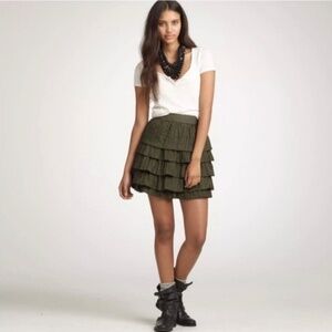 J-Crew 100% silk ruffle tiered mini skirt size 2